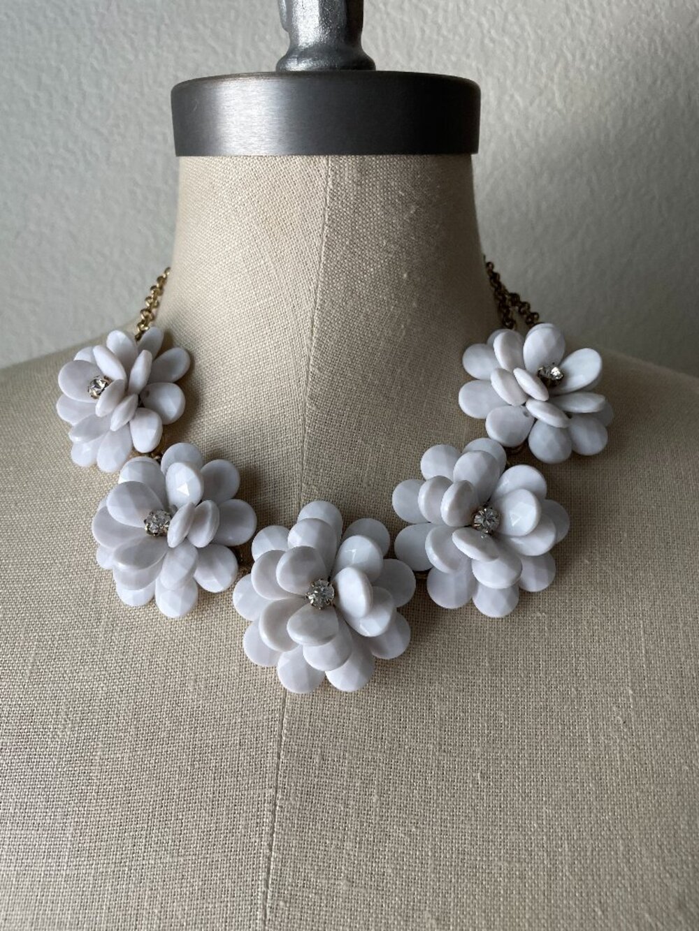 J. Crew White Flower Statement Necklace